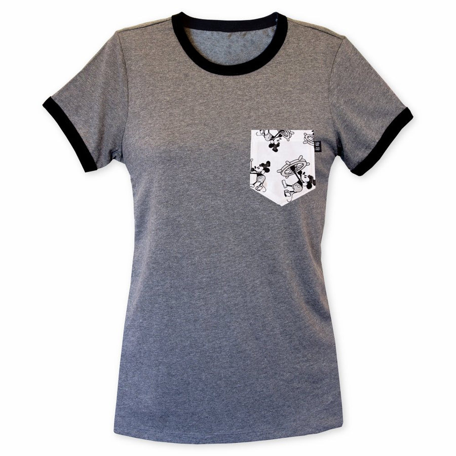 Steamboat Mickey Pocket Ringer Tee for Gals