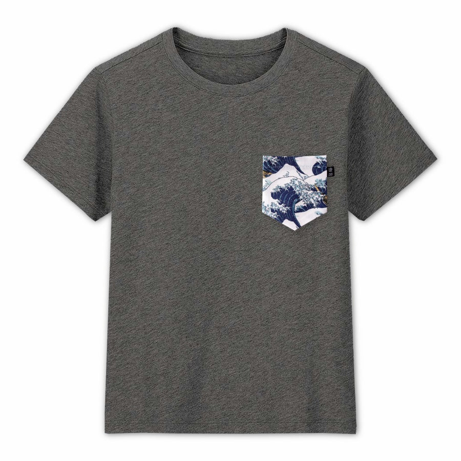 神奈川沖浪裏 Great Wave Pocket Tee for Kids - Panda Butt