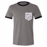書法 Japanese Calligraphy Pocket Ringer Tee for Guys - Panda Butt