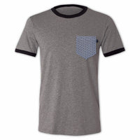 青海波 Segaiha Black Pocket Ringer Tee for Guys - Panda Butt