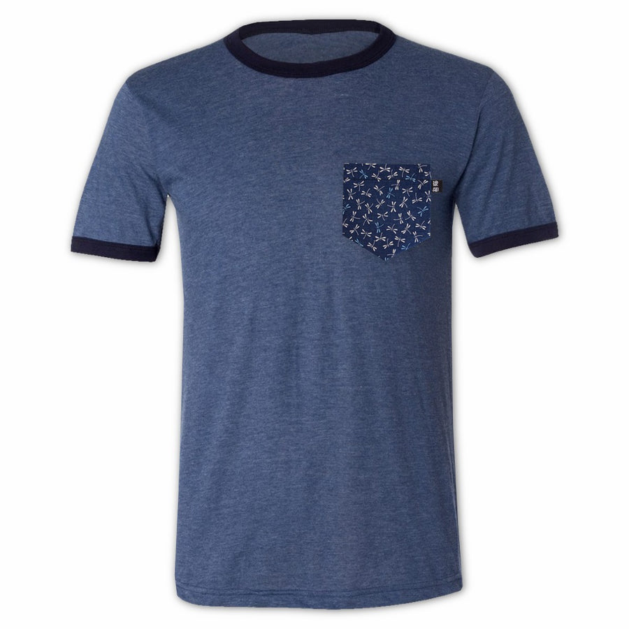 Dragonfly Pocket Ringer Tee for Guys - Panda Butt