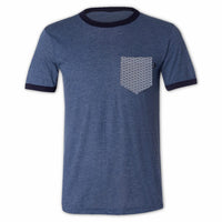 青海波 Segaiha Black Pocket Ringer Tee for Guys - Panda Butt