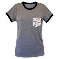 Boom Boom Pow Pocket Ringer Tee for Gals - Panda Butt