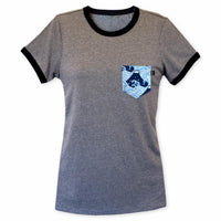 富士山 Mount Fuji Pocket Ringer Tee for Gals - Panda Butt