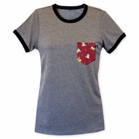 Lucky Tanuki Pocket Ringer Tee for Gals - Panda Butt